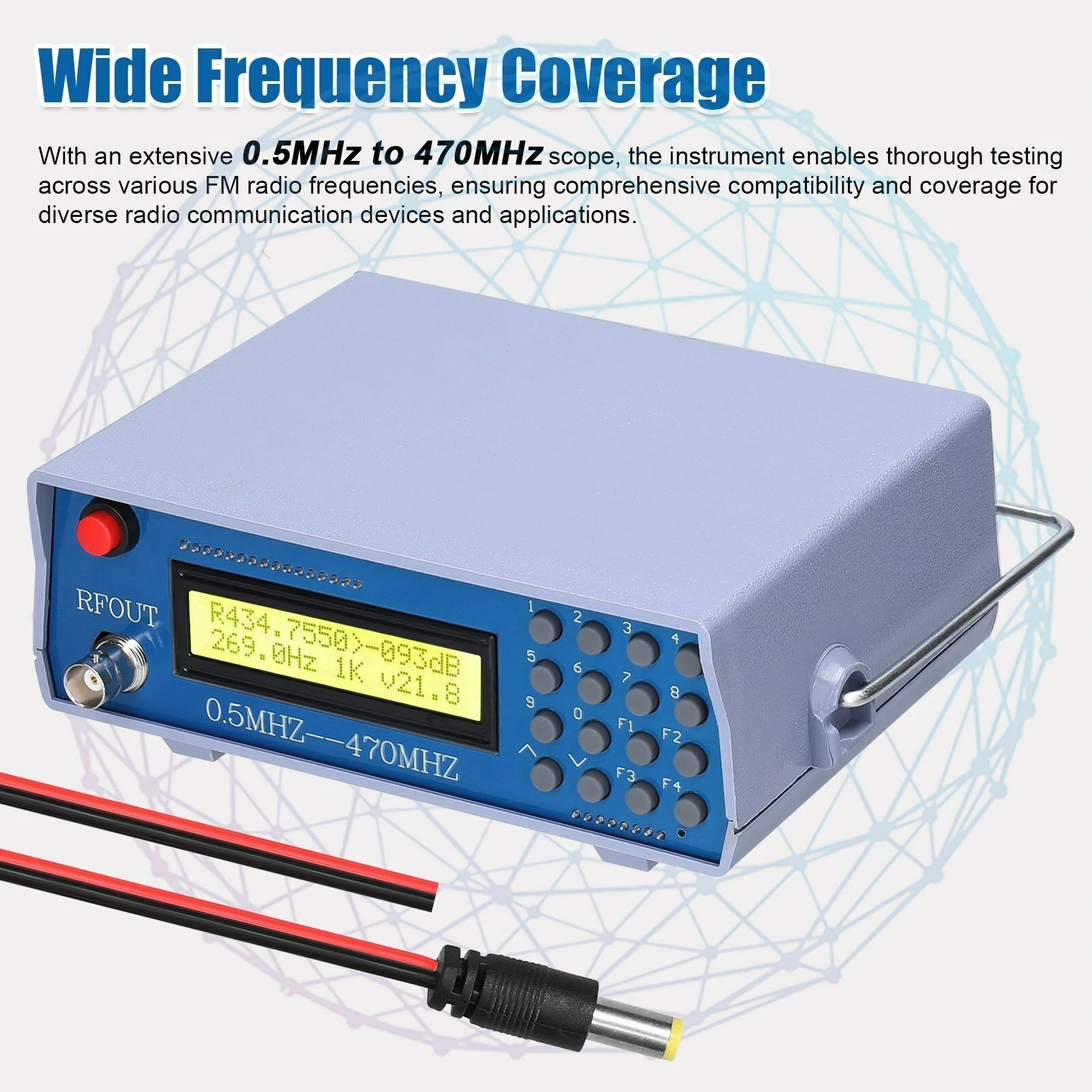 0.5M-470M Radio Frequency Signal Source Generator Practical Debugging Instrument Tester for Frequency Modulation Interphone Built-in 800Hz Tone Modulator — view 6