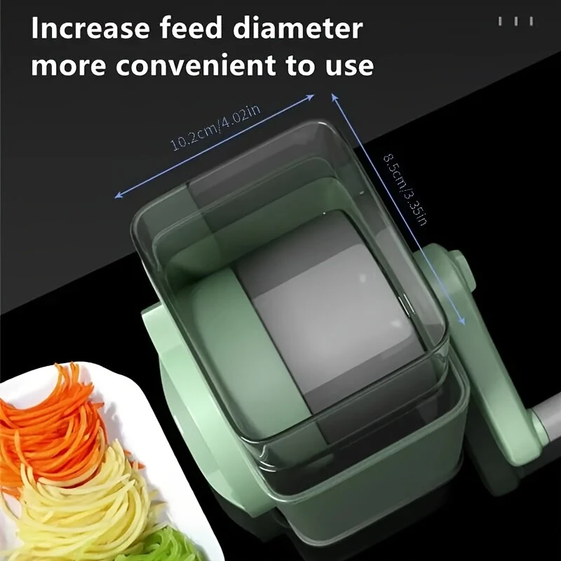 1 Set 3-in-1 Rotating Vegetable Cutter with Crank Handle Manual Garlic Shredder Multifunction Vegetable Slicer Kitchen Accessories Vegetable Grater Chopper Round Cutter — view 9