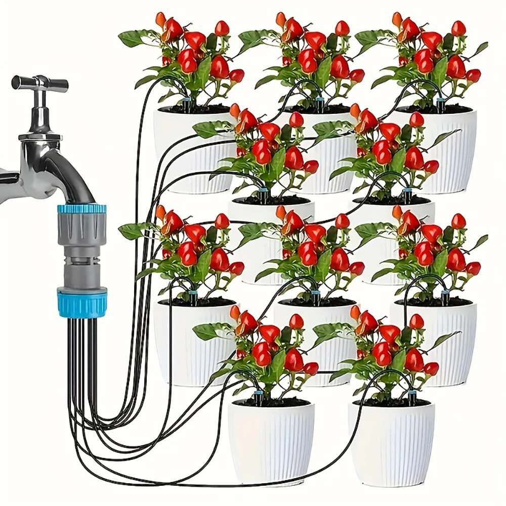 1 Set Garden Automatic Irrigation Device Horticulture Irrigation System with 10 Dripper Greenhouse Balcony Pot Plant Accessories Drip Irrigation Device — Pricio
