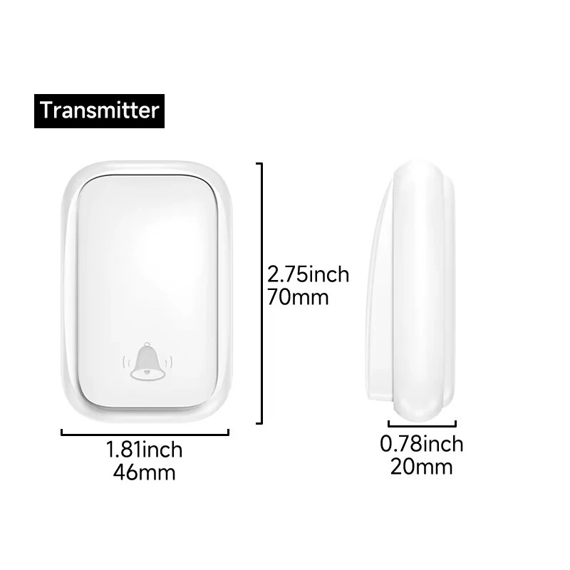 1-to-1 Battery-free Self Powered RF433 Wireless Doorbell EU Plug 38 Ringtones Outdoor IP44 Waterproof 150m Range Long Distance Door Bell — view 7