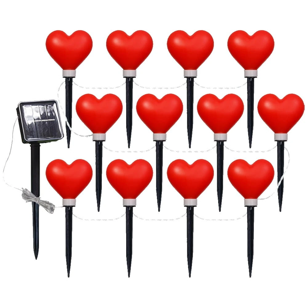 1 To 12 Red Love Valentine'S Day Courtyard Garden Decorative Light Love Ground Plug Lights IP65 Waterproof — Pricio