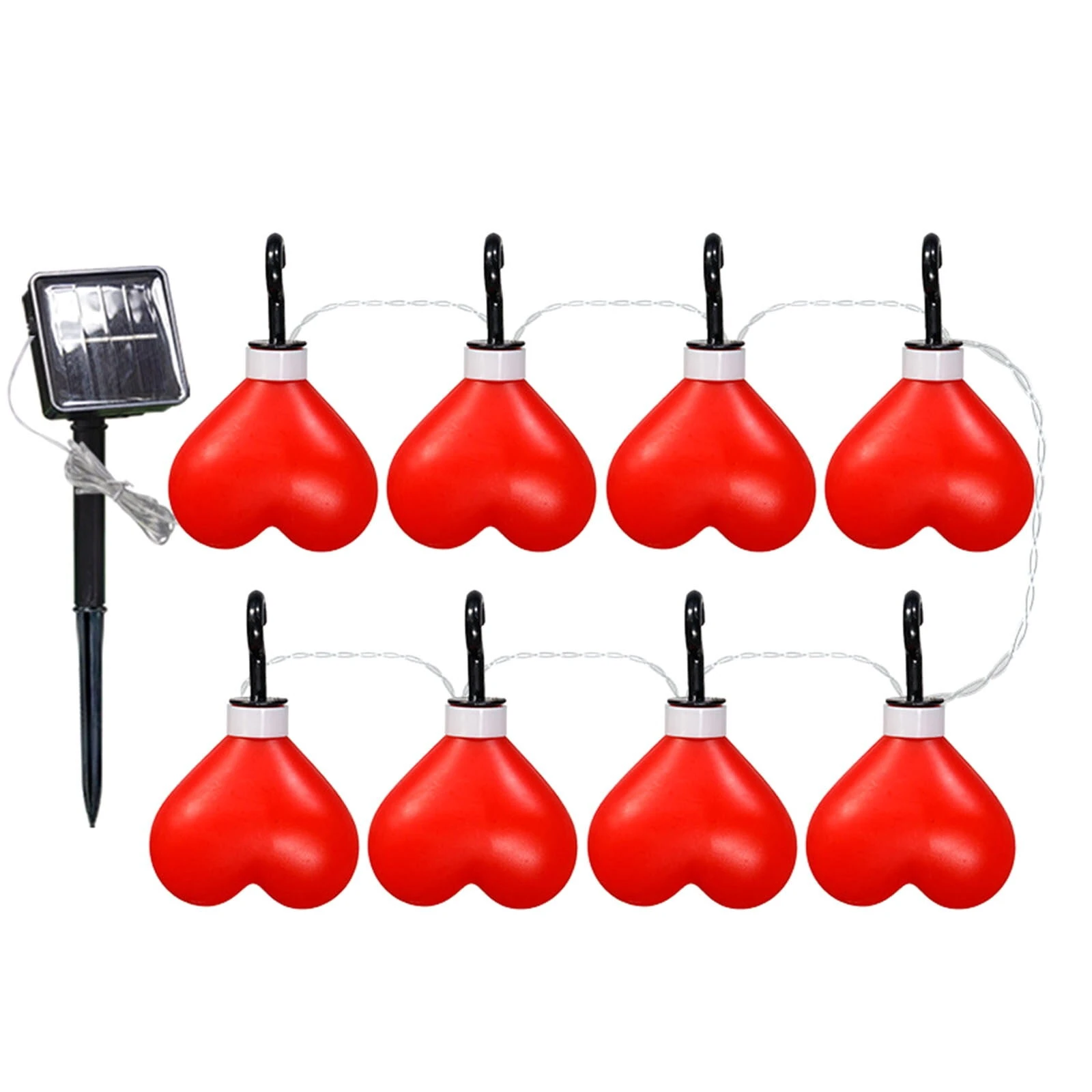 1 To 8 Solar Red Love Valentine's Day Courtyard Garden Decorative Love Chandelier Lights Outdoor Garden Lamp for Holiday Celebration — Pricio