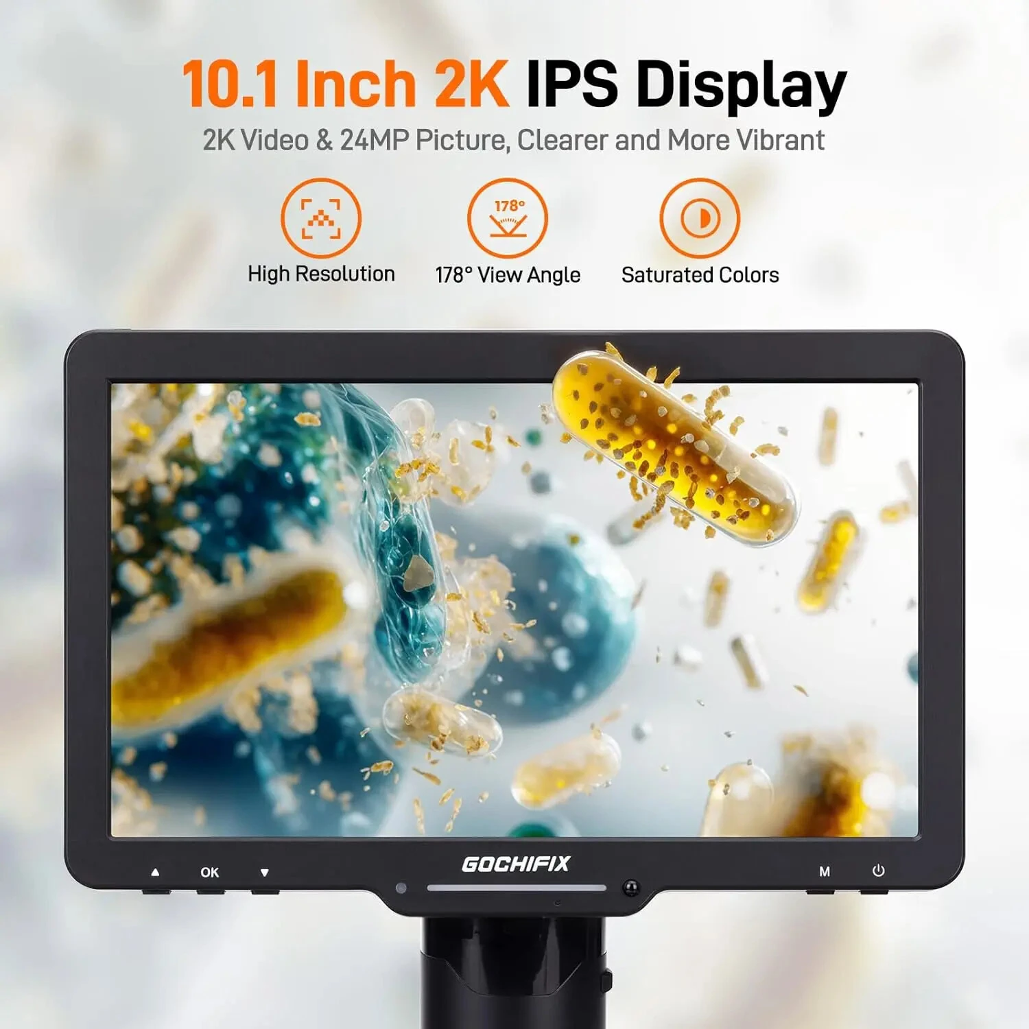 10.1'' 3 Lens 2K Digital Microscope 2X-2500X Soldering Microscope for Electronics Repair Coin Microscope with IPS Screen Microscope — view 2