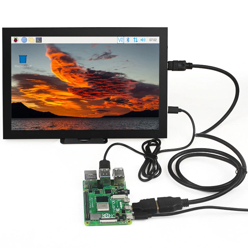 10.1 inch Raspberry Pi High Definition Multimedia Interface Capacitive Touch Screen IPS Display with Case for Raspberry Pi 3B+/4B — view 3