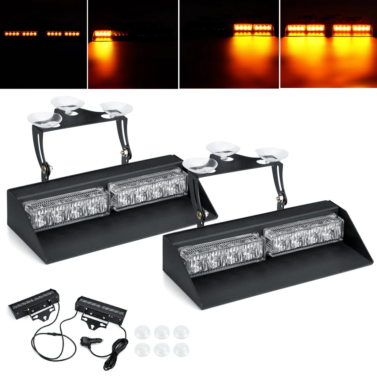 10-30V Emergency Strobe Lights 27 Mode Interior Windshield Lamp With Suction Cups For Trucks — view 3