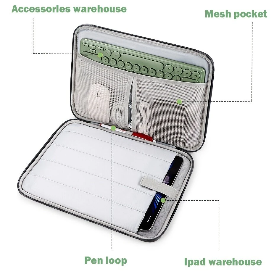 10.8''-13'' Laptop Storage Bag Portable Nylon Fabric Waterproof Dustproof Handbag Liner Bag Electronic Products Protective Carrying Case with Pocket — view 4