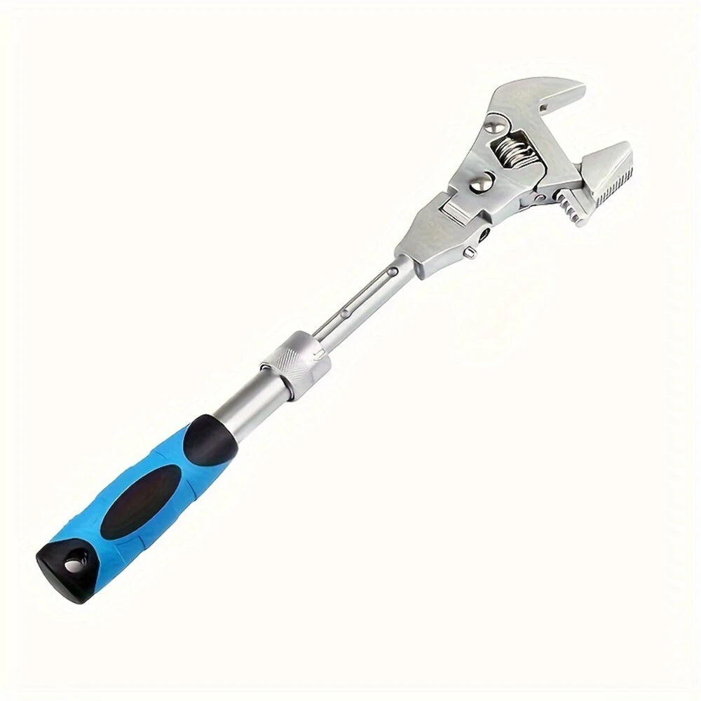 10-Inch 5-in-1 Adjustable Telescopic Ratchet Wrench Multi-Function Tool Retractable Handle 180° Swivel Head Stainless Steel — view 2