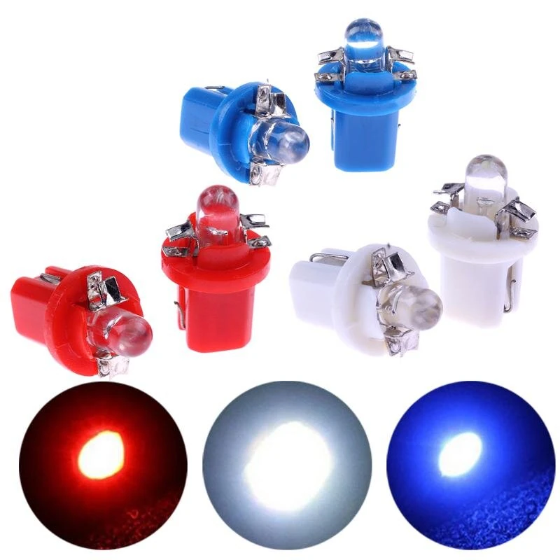 10-Pack T5-B8.5D Single Dome LED Car Light Indicator Light Width Light 5050SMD1 LED Instrument Light Instrument Panel Light High Brightness — view 3