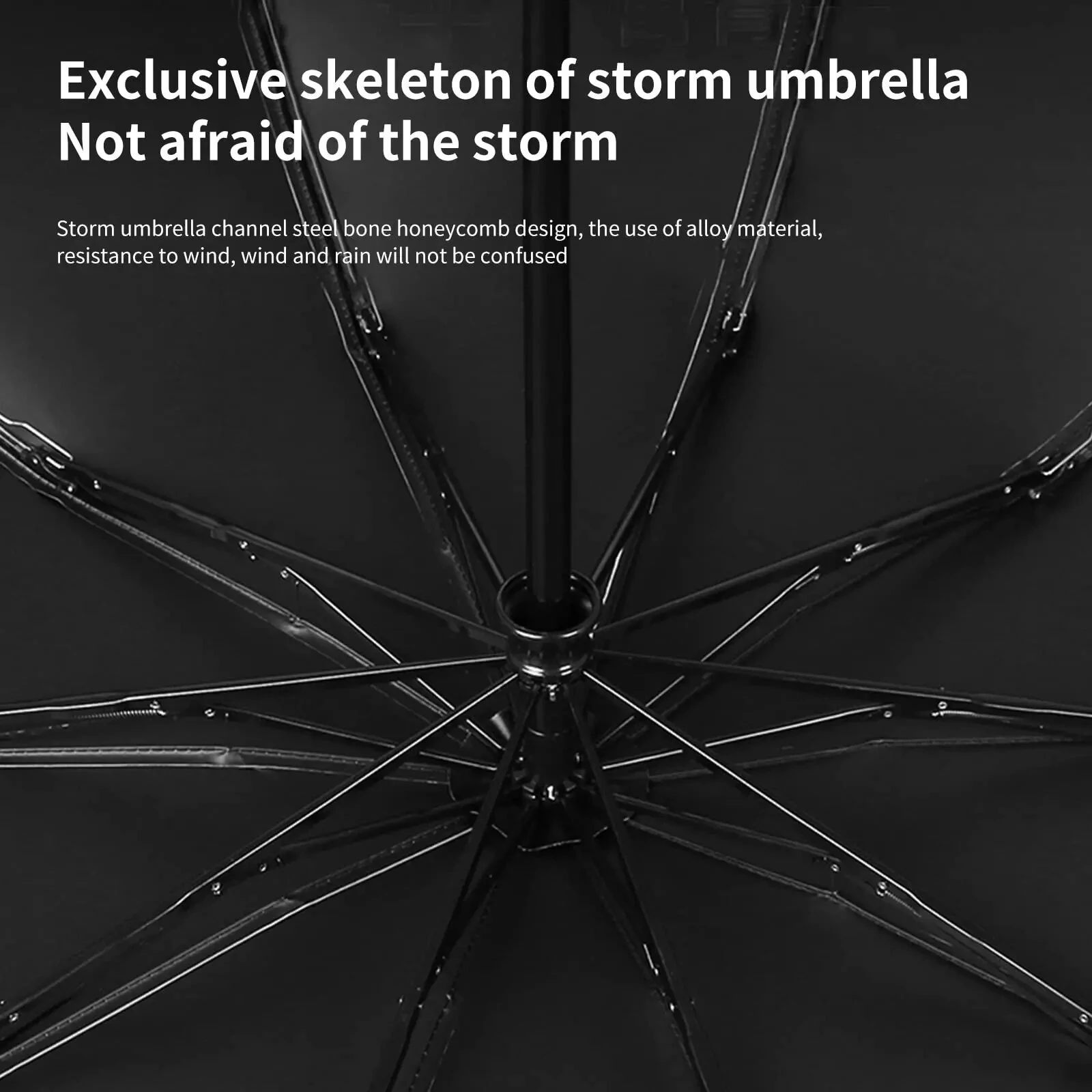 10 Ribs Fully Automatic Handle Umbrella 106cm Detachable Handle Reverse Opening UV Umbrella with Windproof Reflective Stripe Reverse Fold Umbrella Carabiner Travel — view 7