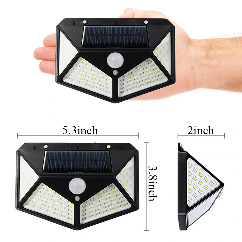100 LED Solar Power Waterproof IP65 PIR Motion Sensor Solar Light Outdoor Garden Lamp — view 7