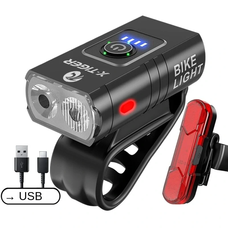 1000LM Brightness Bike Light Set 6 Light Modes 1200mAh Battery Aluminum Alloy Bicycle Front Light with Smart Taillight for Mountain Bicycle Scooter — Pricio