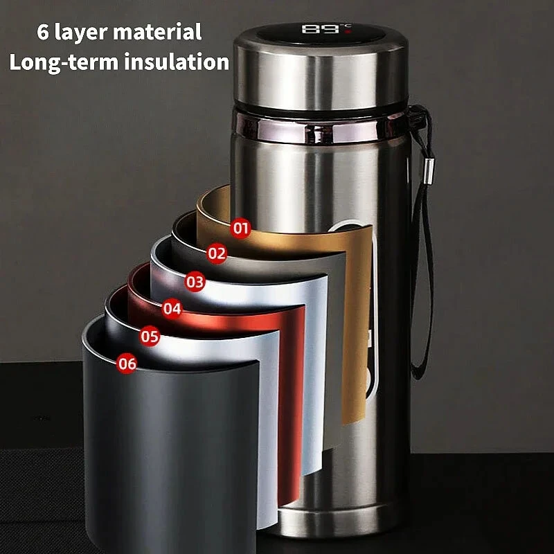 1000ML Smart LED Temperature Display Thermos Bottle Stainless Steel Portable Insulated Cup SUS304 Tea Water Bottle Vacuum Flask Cups — view 6