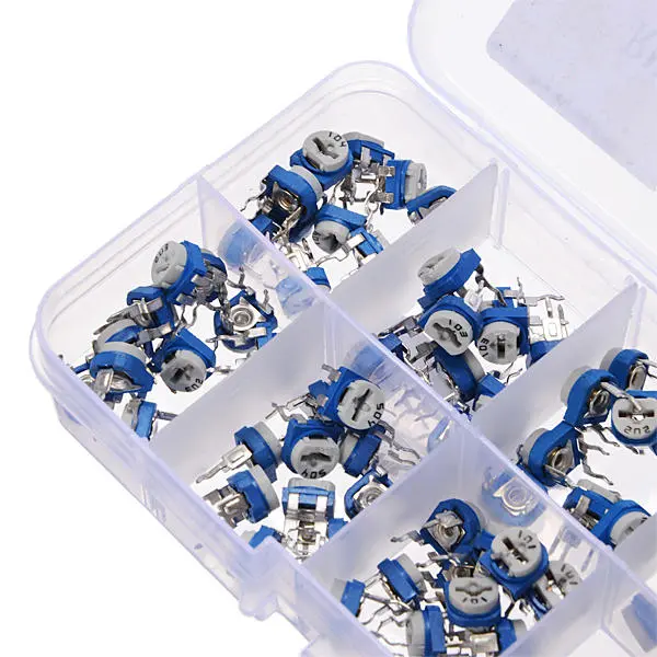 100pcs RM065 Horizontal Trimpot Potentiometer Assortment Kit With Storage Box — view 4