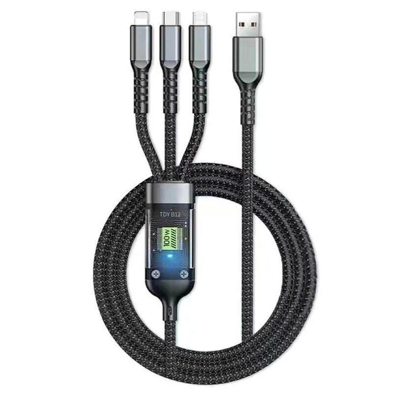 100W USB-A to Micro/Type-C/iP Cable with Night Light Fast Charging Copper Core Line 1.2M Long for iPhone 15 14 13 for Huawei Pura 70 Ultra for Xiaomi Civi 4pro for Samsung Galaxy S24 — Pricio