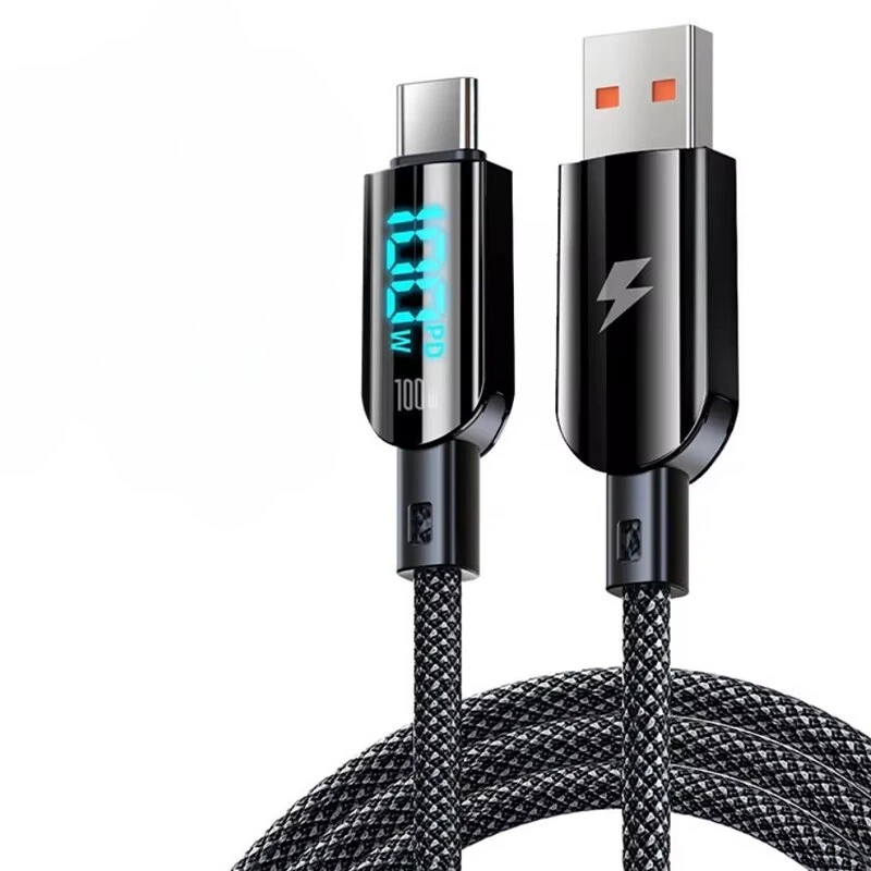 100W USB-A to Type-C Digital Display Cable Fast Charging Data Transmission Tinned Copper Core Line 1.2M Long for iPhone 15 15 Plus for Samsung Galaxy Z Fli6 for Huawei Nova Flip — view 2