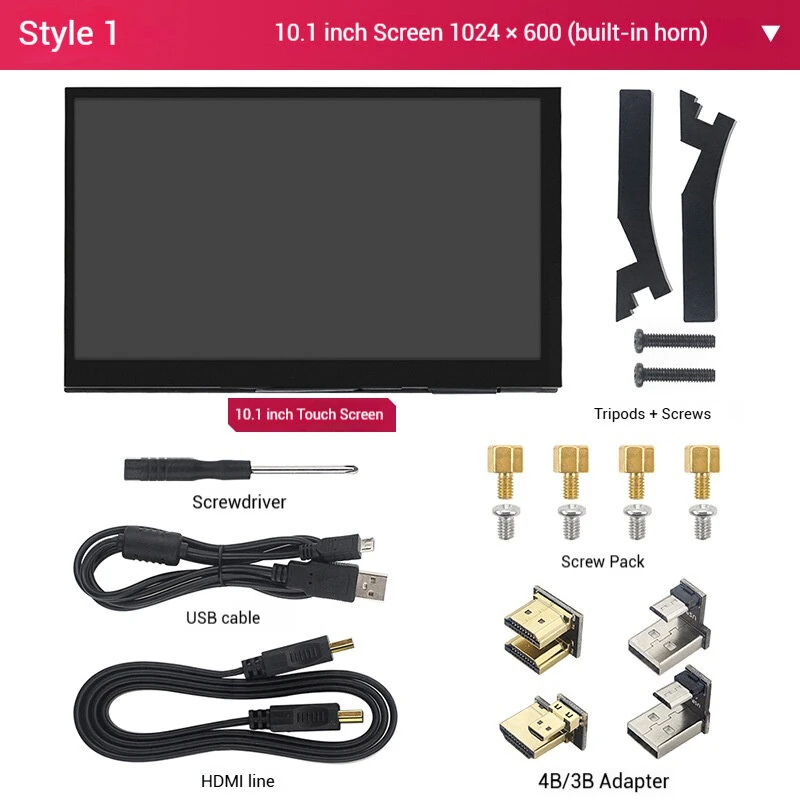 10.1 Inch Touchscreen Display for Raspberry Pi IPS Capacitive HD Multimedia Interface 1024x600 1280x800 High Resolution Dual Speakers Backlight Adjustable — view 5
