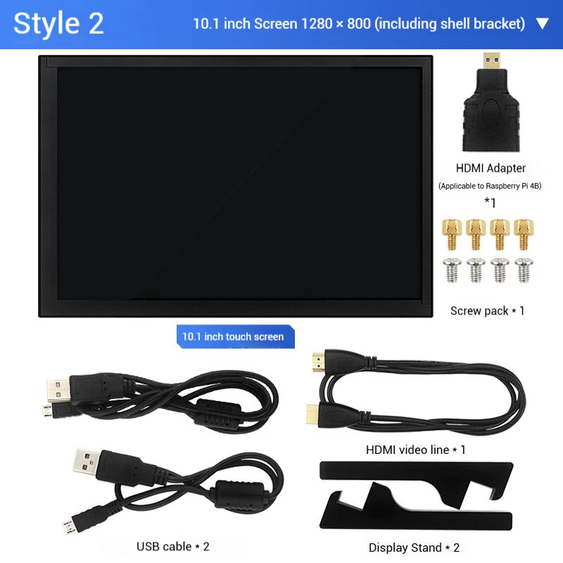 10.1 Inch Touchscreen Display for Raspberry Pi IPS Capacitive HD Multimedia Interface 1024x600 1280x800 High Resolution Dual Speakers Backlight Adjustable — view 6
