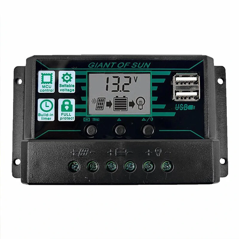 10A-100A LCD Solar Controller Dual USB DC Port Current Solar Charge Cotroller — Pricio