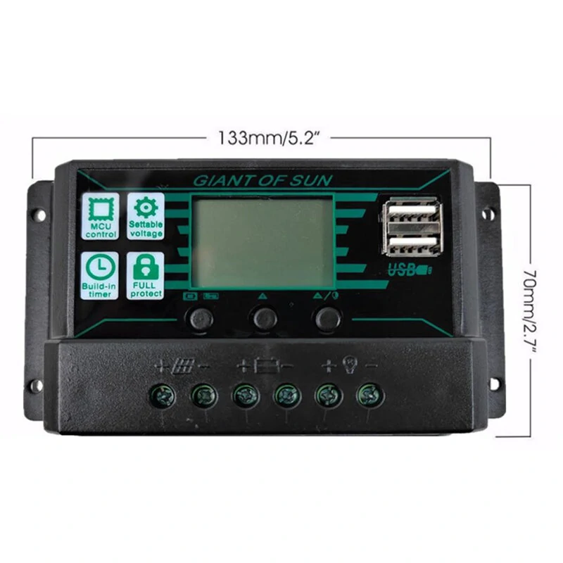 10A-100A LCD Solar Controller Dual USB DC Port Current Solar Charge Cotroller — view 8