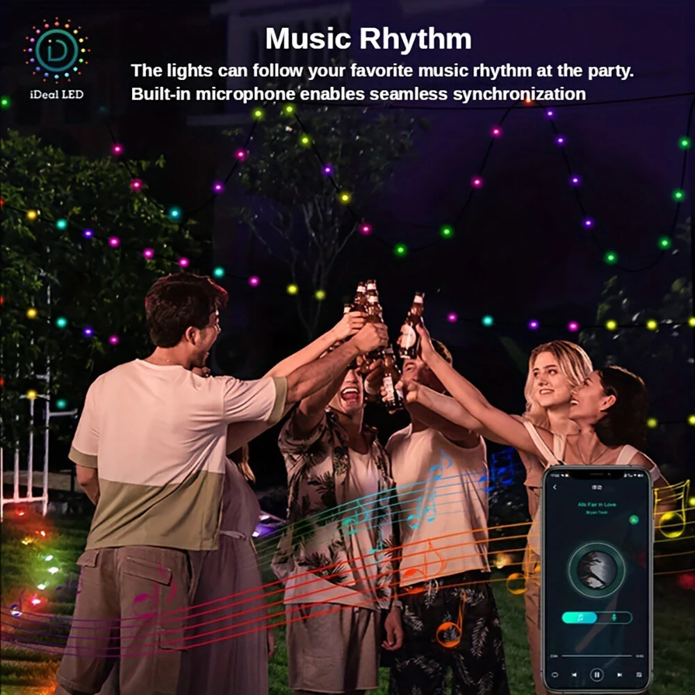 10m 100LED Smart LED String Lights Music Sync APP/Remote Control IP65 Waterproof for Christmas Tree Decor Holiday Decoration — view 6