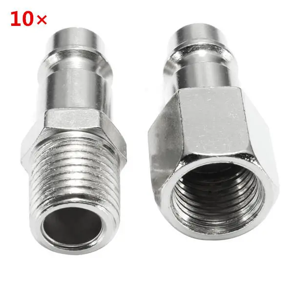 10pcs 1/4inch Male/Female BSP Adapter Compressed Air Quick Coupling Hose — view 2