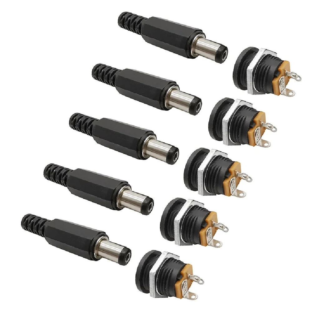 10PCS (5Pairs) 12V 3A 5.5 x 2.1mm Plastic Male Plugs DC022 DC Power Socket Female Jack Screw Nut Panel Mount Connector — Pricio