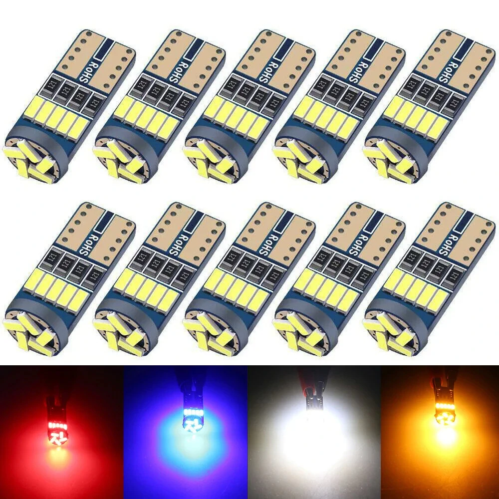 10pcs Car LED T10 4014 15SMD LED Reading License Plate Trunk Lights T10 Car Signal Lamp 501 194 Bulbs 4014SMD Clearance Lights Reading Interior Lights 6000K 12V — Pricio