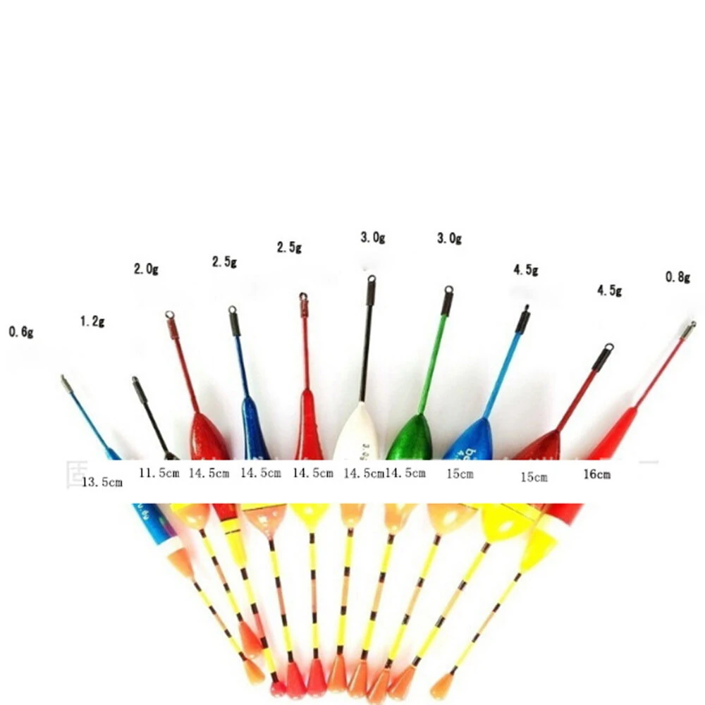 10Pcs Fishing Floats Set Vertical Buoy Sea Fishing Floats Assorted Size Fishing Accessories for Most Type of Angling with Attachment Rubbers Fishing Lures — view 2