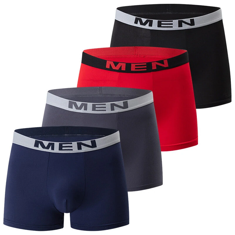 10PCS Men's Underwear Solid Color Boxer Briefs Breathable & Comfortable Flat Pants Elastic Waist Casual Sport Shorts Underwear — view 3