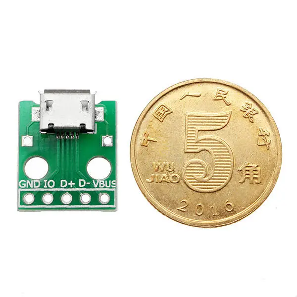 10pcs Micro USB To Dip Female Socket B Type Microphone 5P Patch To Dip 2.54mm Pin With Soldering Adapter Board — view 10