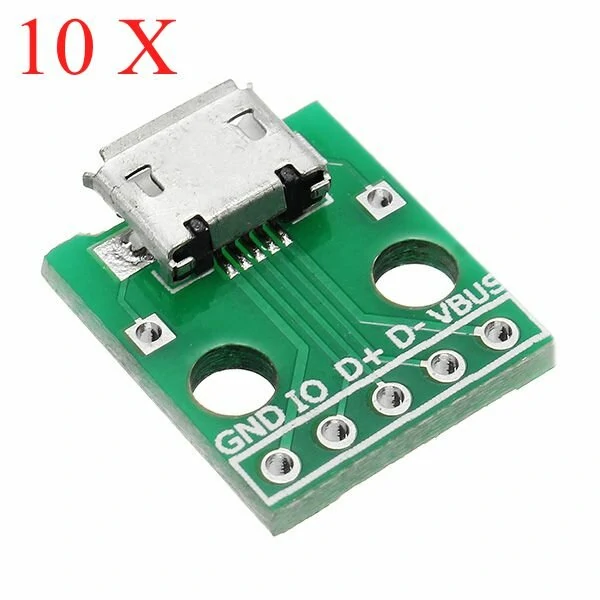 10pcs Micro USB To Dip Female Socket B Type Microphone 5P Patch To Dip 2.54mm Pin With Soldering Adapter Board — view 2