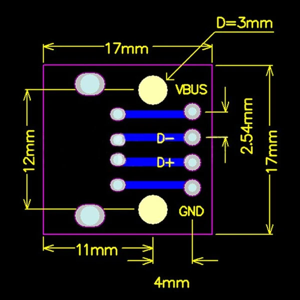 10Pcs USB 2.0 Female Head Socket To DIP 2.54mm Pin 4P Adapter Board — view 4