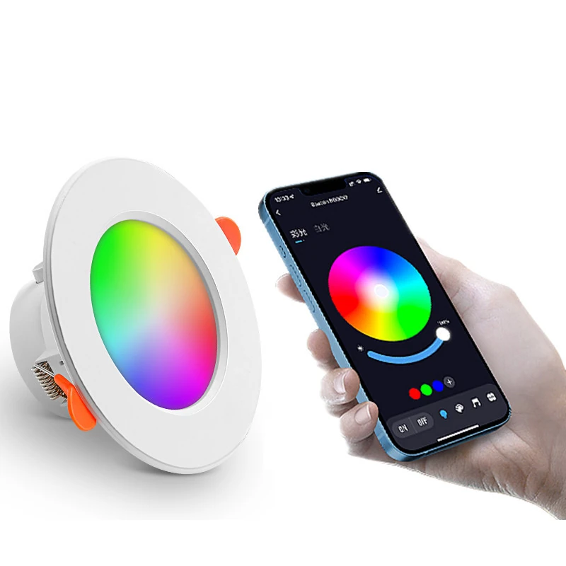 10W LED Smart Downlight RGB+CCT 16 Million Colors 2700K~6500K 800 Lumens Works With Alexa Voice Tuya Bluetooth APP Control — Pricio