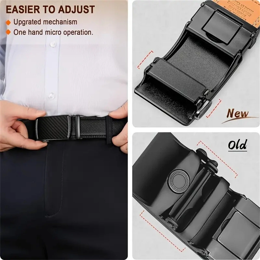 110-130cm Men's Automatic Buckle Leather Belt Easy to Wear for Casual Business Style High Quality Fashion Girdle Belts Sturdy Construction — view 4