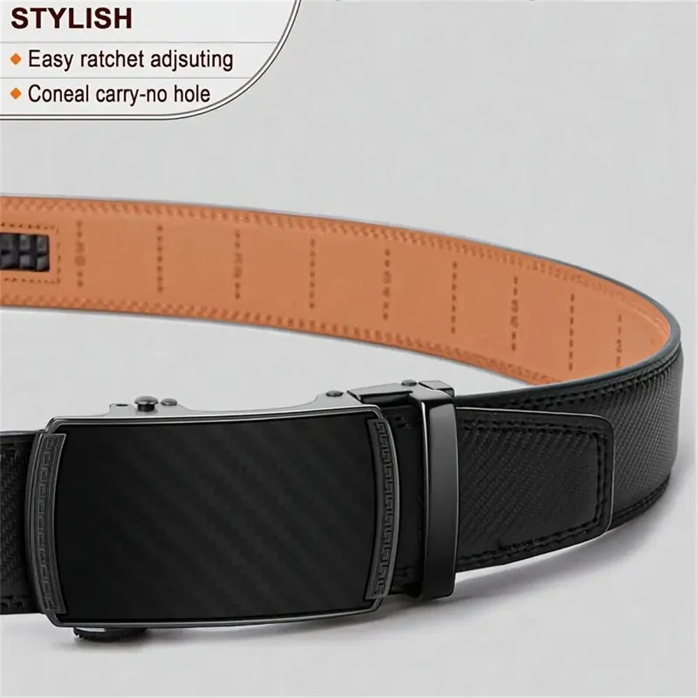 110-130cm Men's Automatic Buckle Leather Belt Easy to Wear for Casual Business Style High Quality Fashion Girdle Belts Sturdy Construction — view 7
