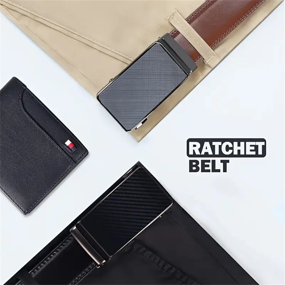 110-130cm Men's Automatic Buckle Leather Belt Easy to Wear for Casual Business Style High Quality Fashion Girdle Belts Sturdy Construction — view 8