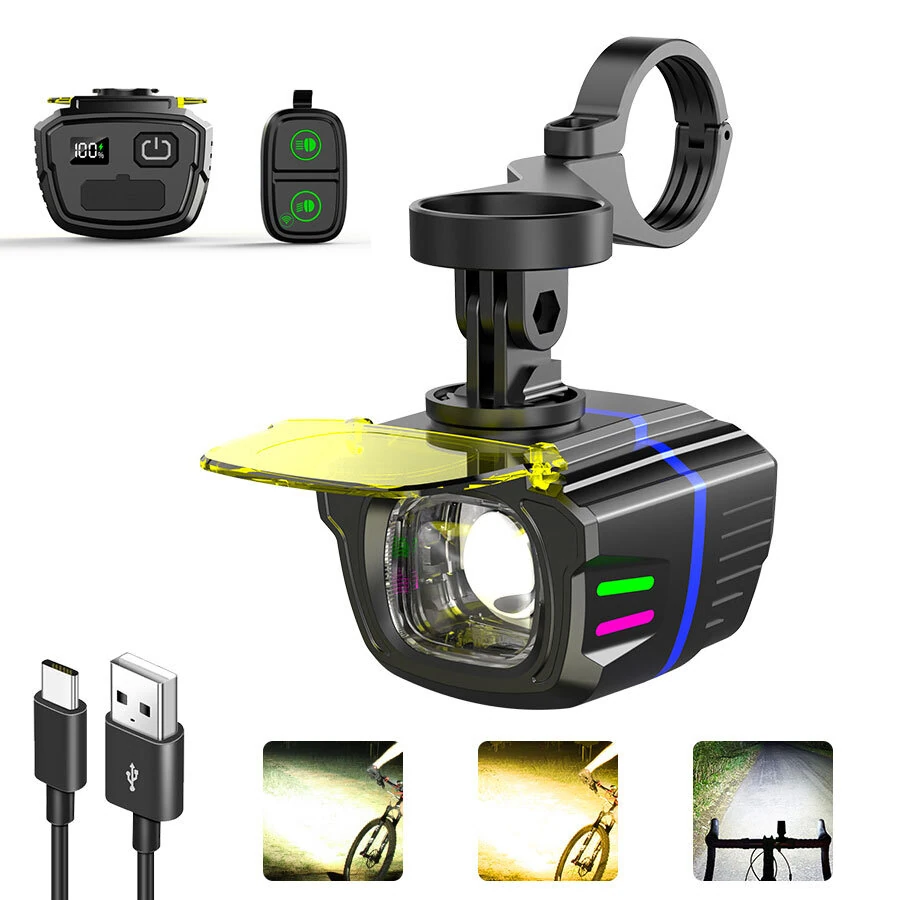 1100LM Multifunctional Wireless Remote Control Bicycle Headlight High-brightness USB-rechargeable Bike Front Light — view 2
