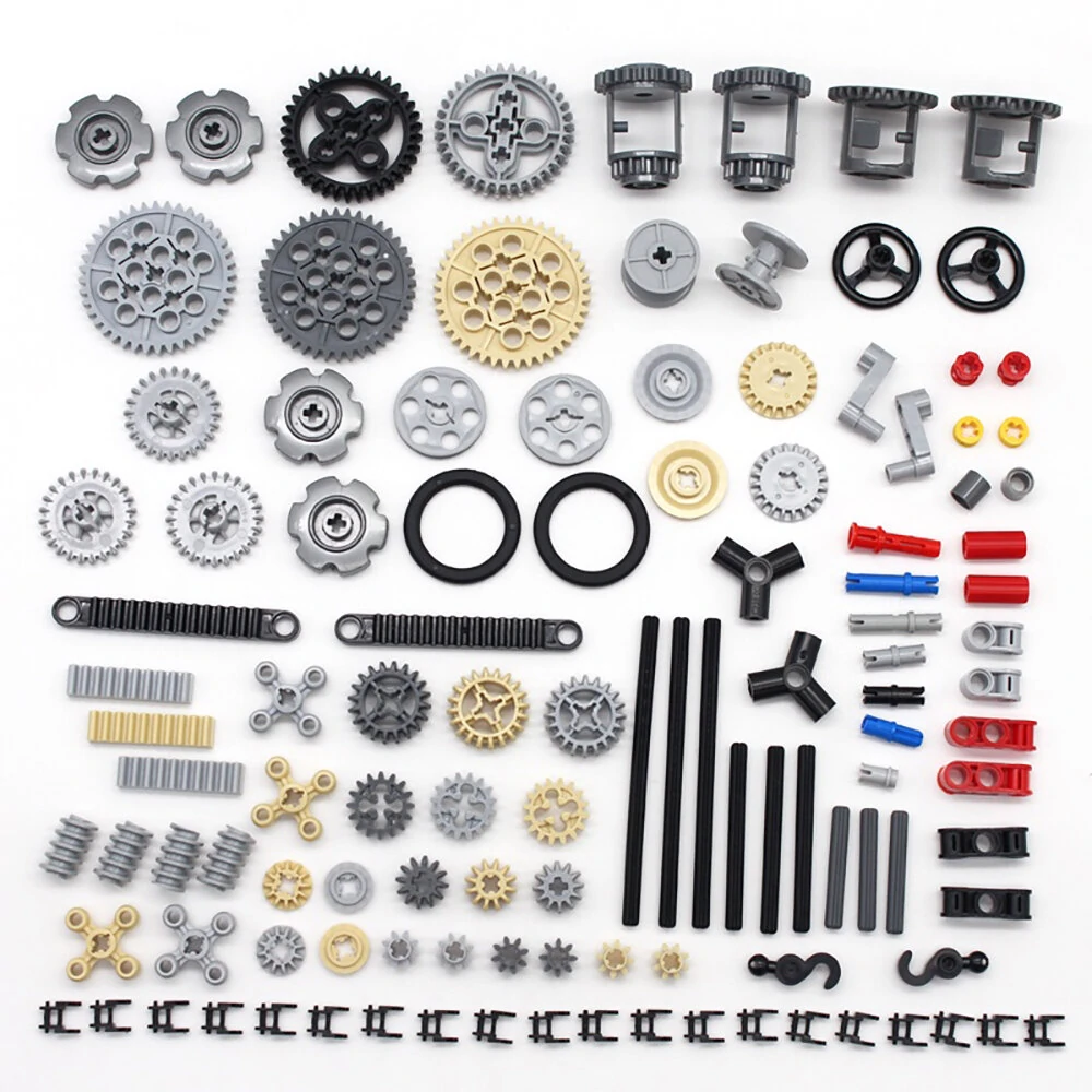 116pcs Technic Tech Accessories Set 9686 Gear Axle Pin Small Track Mixed Parts Bricks Building Blocks Puzzle Toys — Pricio