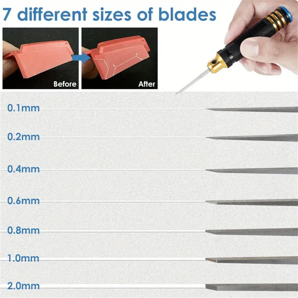 11PCS Model Chisel Sharp Wear Resistant Modeling Scriber Ergonomic Super Slim Hobby Cutting Tool Blades For Carving Engraving Cutting — view 7