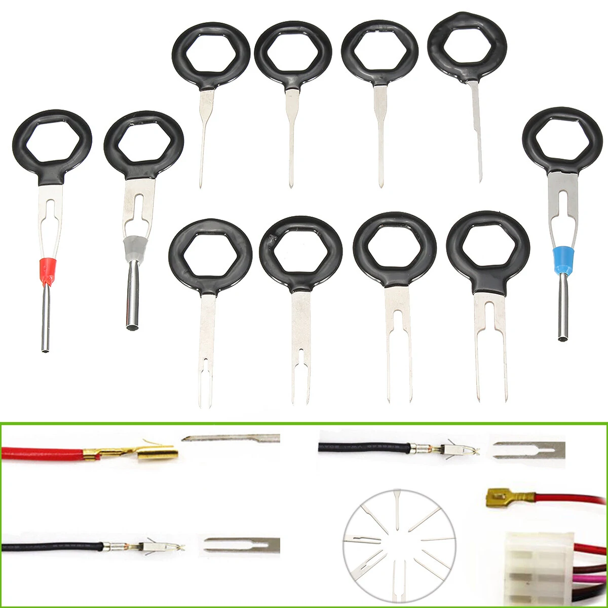 11PCS Terminal Removal Tool Kit High Quality Aluminum Wiring Connector Pin Release Extractor for Car Repair Maintenance — view 7