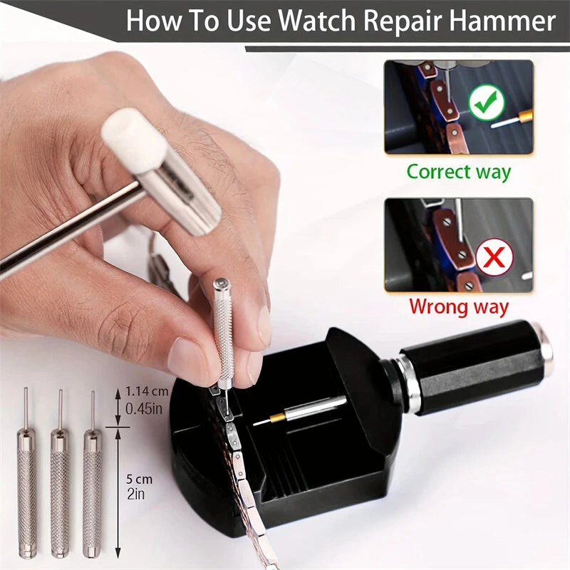 11pcs Watch Link Removal Tool Kit Watch Band Tool Chain Pin Remover Repair Tool Kit for Watch Band Adjustment Watch, Watch Bracelet Sizing And Watch Repair — view 3
