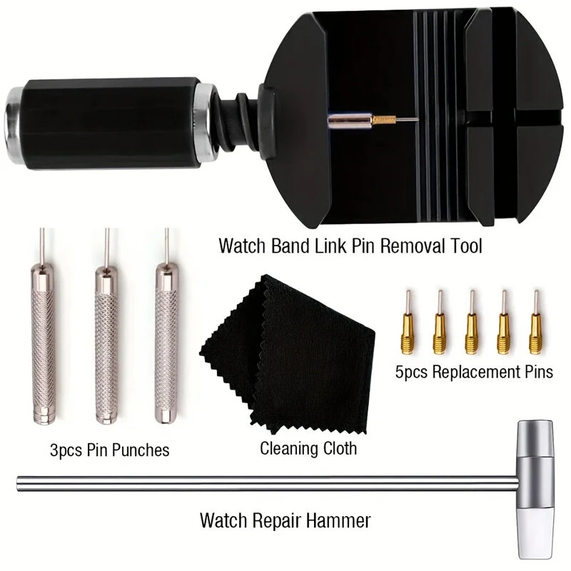 11pcs Watch Link Removal Tool Kit Watch Band Tool Chain Pin Remover Repair Tool Kit for Watch Band Adjustment Watch, Watch Bracelet Sizing And Watch Repair — view 7