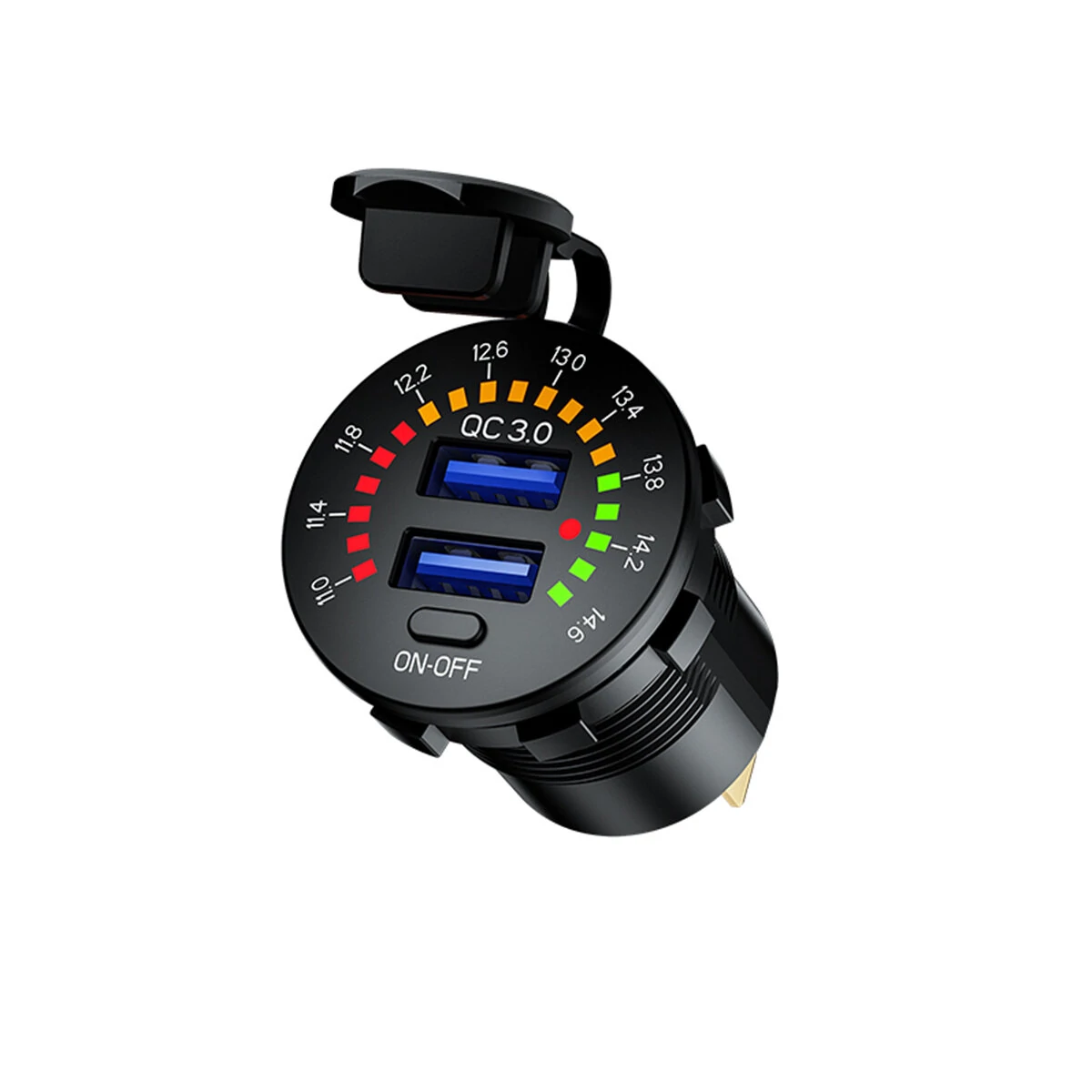 12-24V Dual USB Car Charger Socket Port With Colourful Digital Voltmeter QC 3.0 Fast Charging Bus Trailer Boats — Pricio