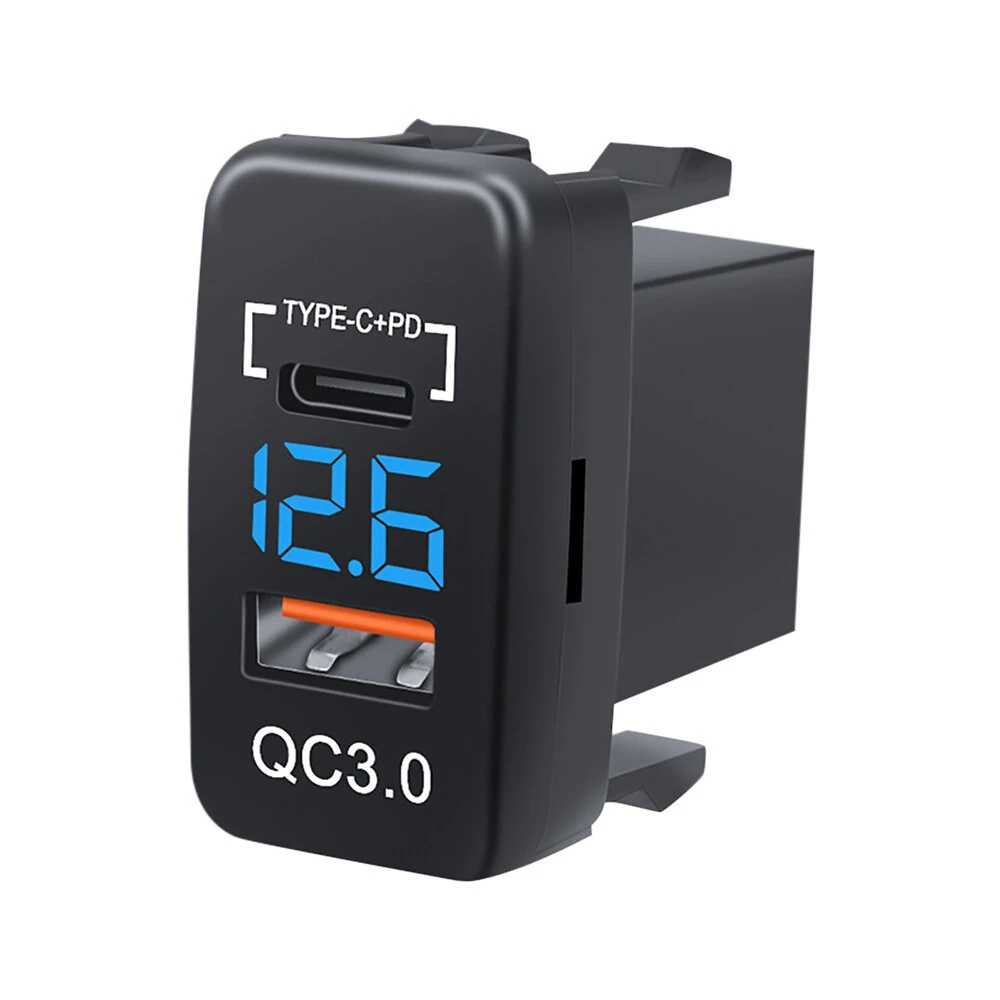 12-24V Dual USB Car Charger Socket Type-C PD QC3.0 with LED Voltmeter Waterproof Fast Charge Adapter for Bus Trailer Boats Marine — Pricio