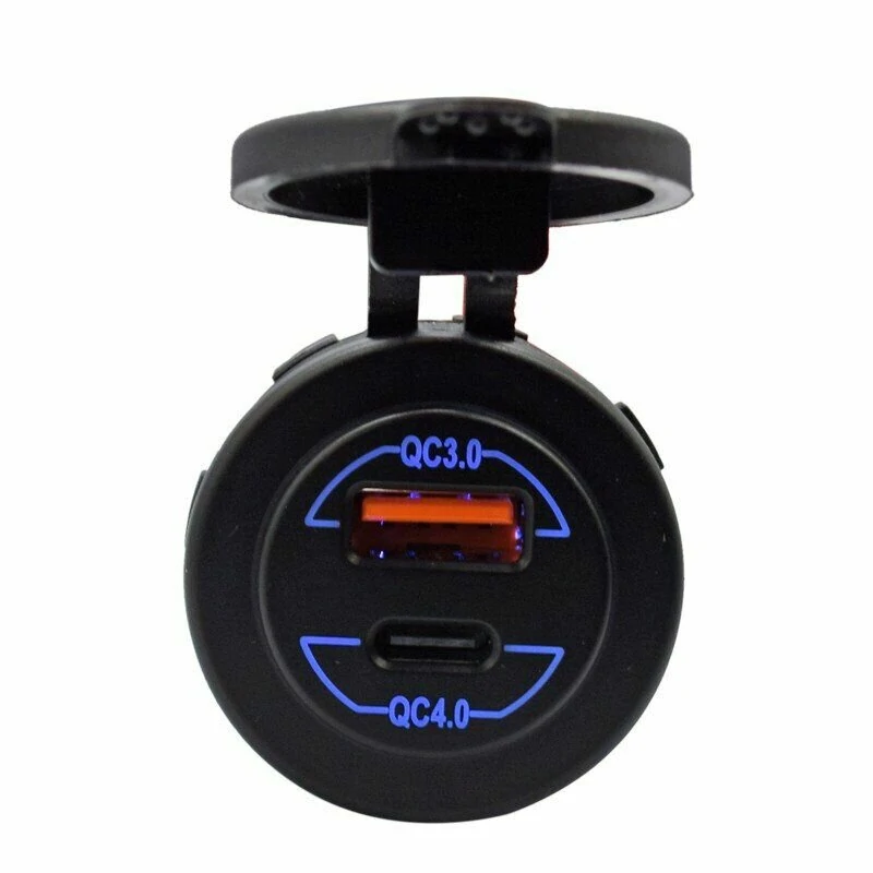 12-24V QC3.0 QC4.0 Dual USB Car Charger Socket Type C Quick Charge Waterproof for RV Yachts Motorcycles — view 3