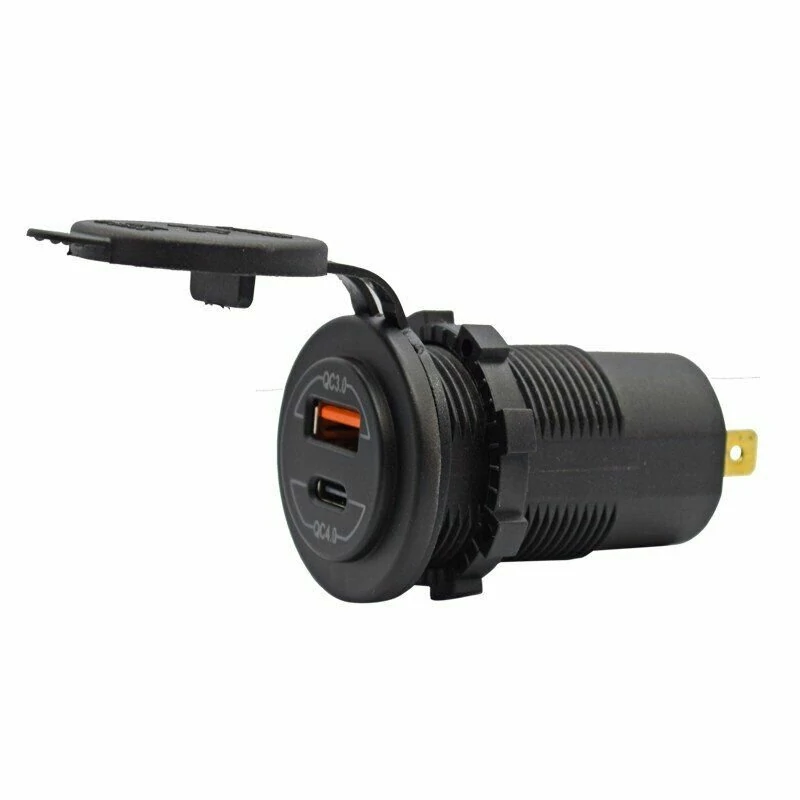 12-24V QC3.0 QC4.0 Dual USB Car Charger Socket Type C Quick Charge Waterproof for RV Yachts Motorcycles — view 4