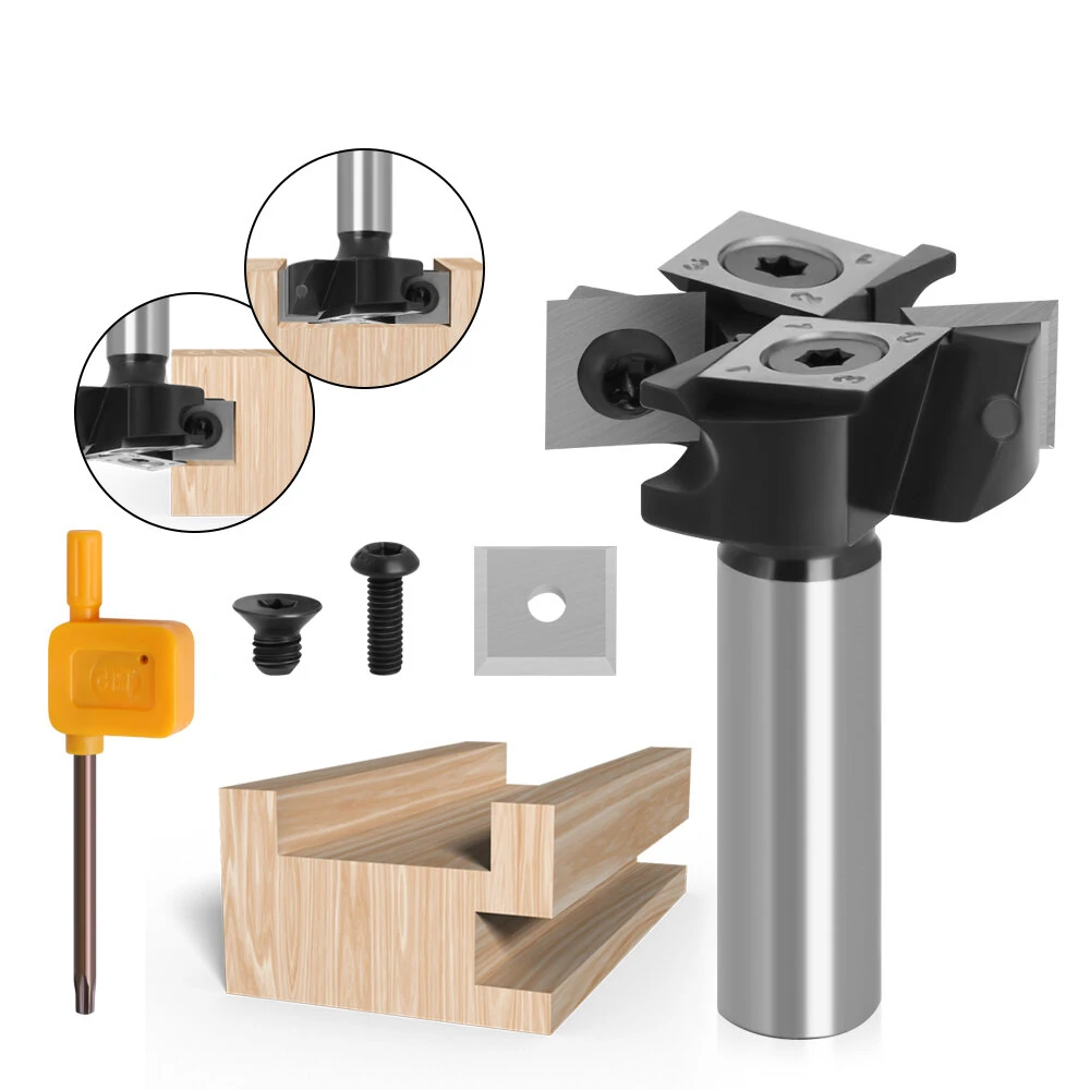 1/2 Inch 8mm 12mm Shank 4 Flutes CNC Spoilboard Surfacing Router Bit Slab Flattening Router Bit with 1-1/2" Cutting Diameter for Woodworking