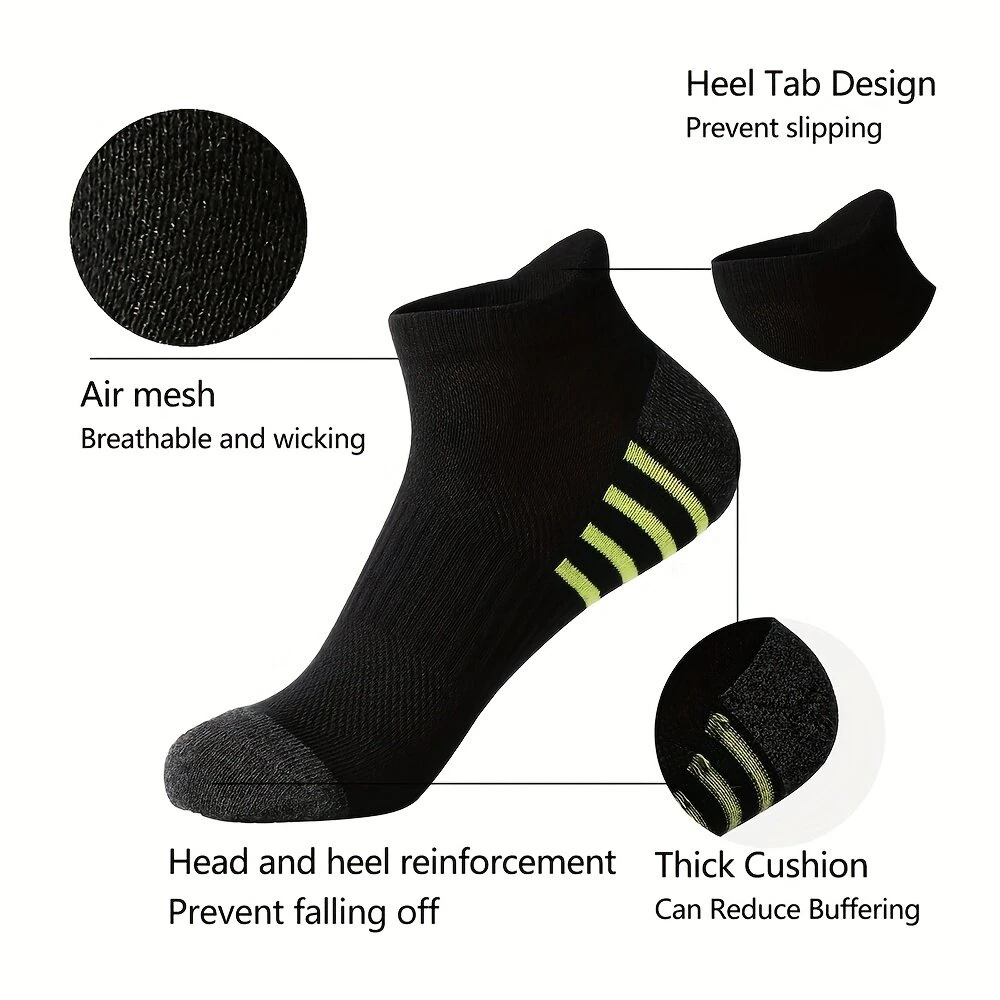 12 Pairs Men's Stripe Ankle Socks Casual Breathable Mesh Soft Comfortable Low Cut Elastic Fitness Sports Short Sock — view 2