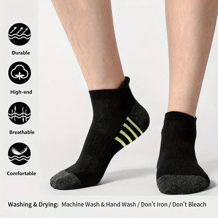 12 Pairs Men's Stripe Ankle Socks Casual Breathable Mesh Soft Comfortable Low Cut Elastic Fitness Sports Short Sock — view 3