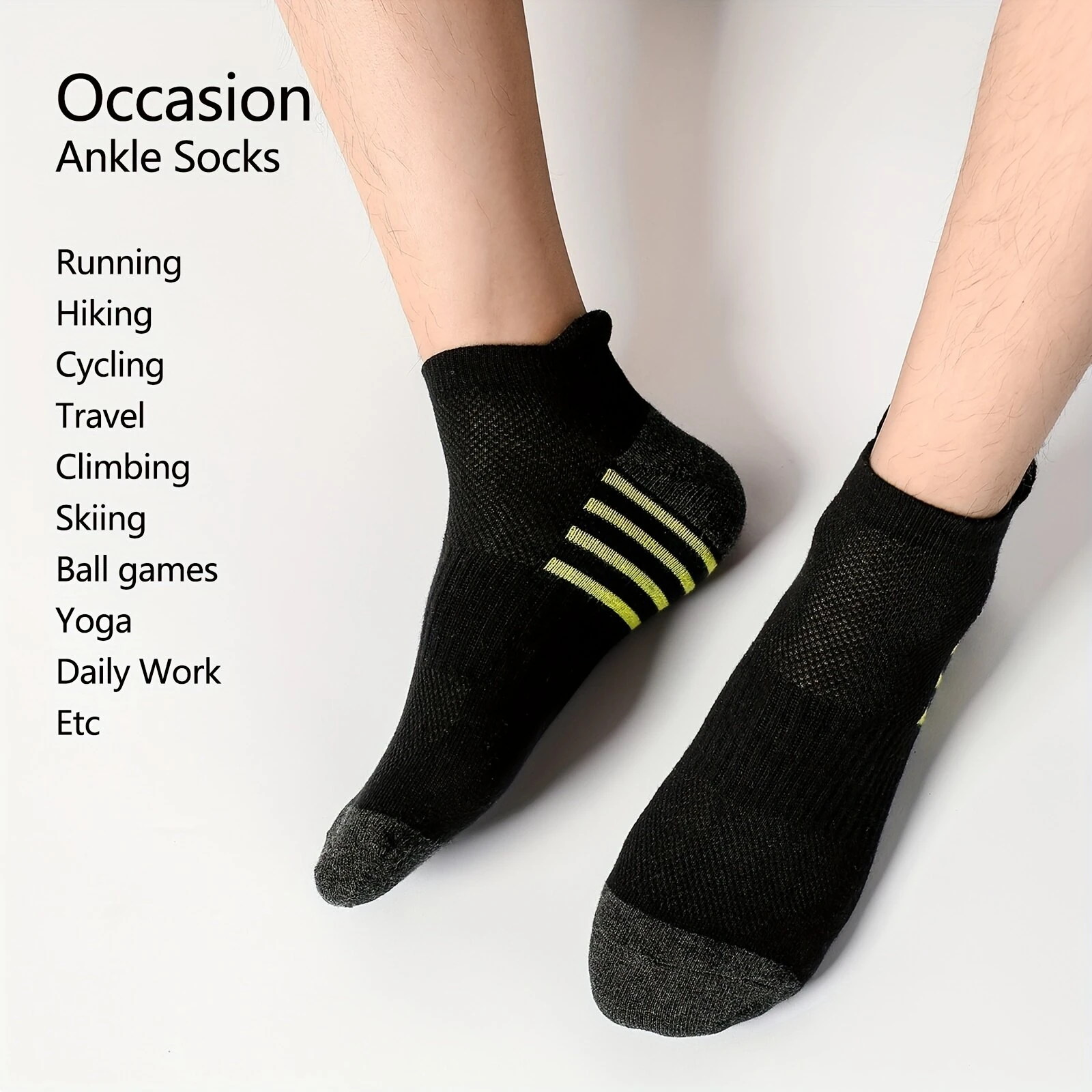 12 Pairs Men's Stripe Ankle Socks Casual Breathable Mesh Soft Comfortable Low Cut Elastic Fitness Sports Short Sock — view 4